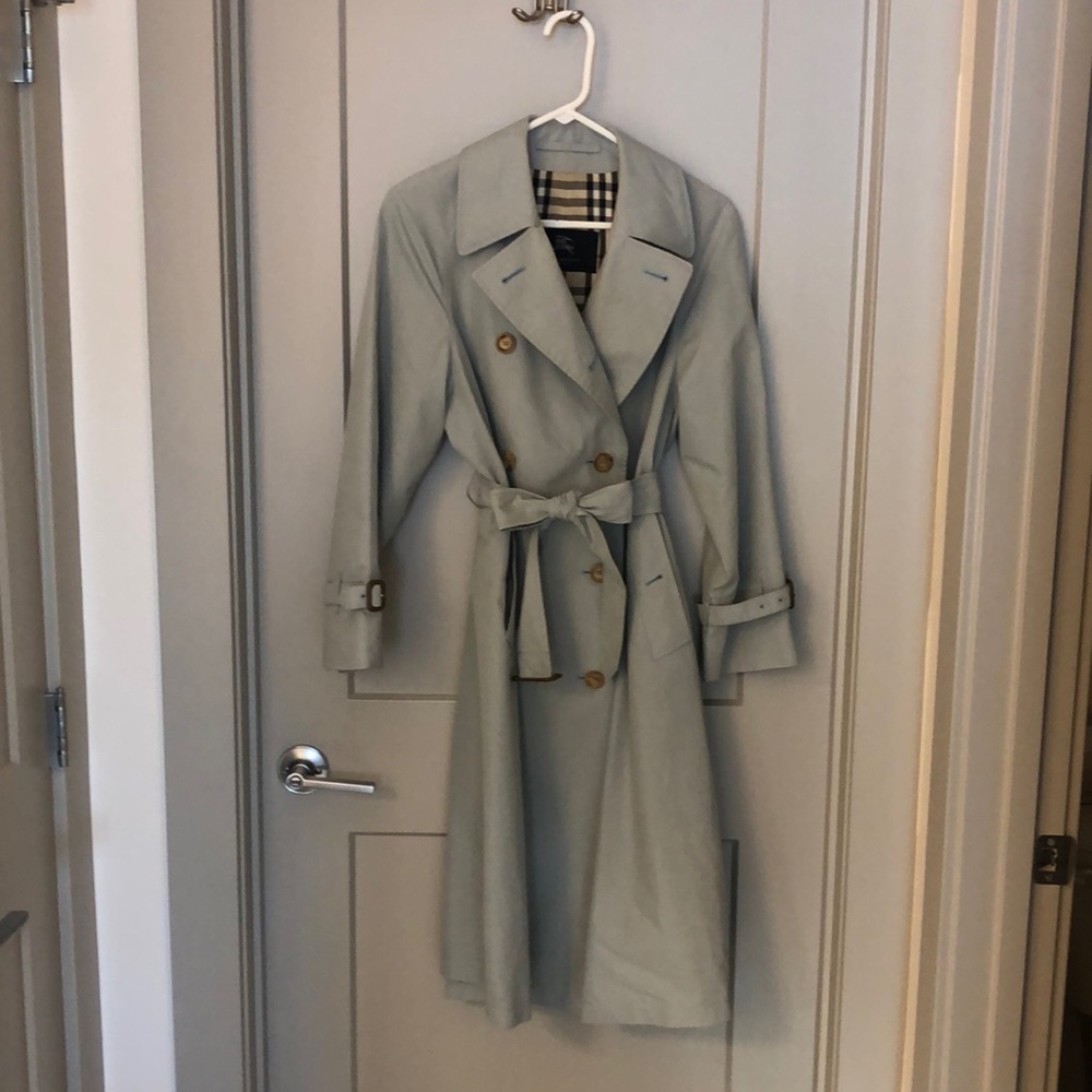 Blue Burberry trench coat